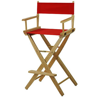 American Trails Extra-Wide Premium 30" Director's Chair Natural Frame with Red Canvas, Bar Height