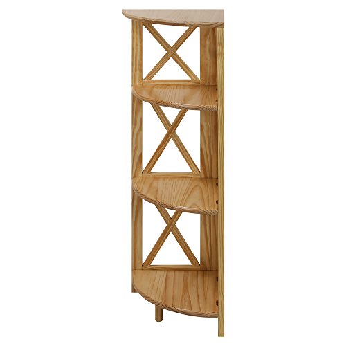 Casual Home Montego 3-Shelf Corner Folding Bookcase with Mantel Top, Natural