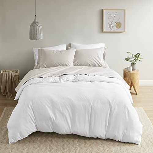 Madison Park 100% Cotton Percale Brushed Highly Breathable Moisture Absorbing Hypoallergenic 4 Piece Sheet Set, Full Size, Ivory