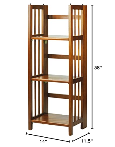 Casual Home 3-Shelf Folding Bookcase (14" Wide)-Honey Oak