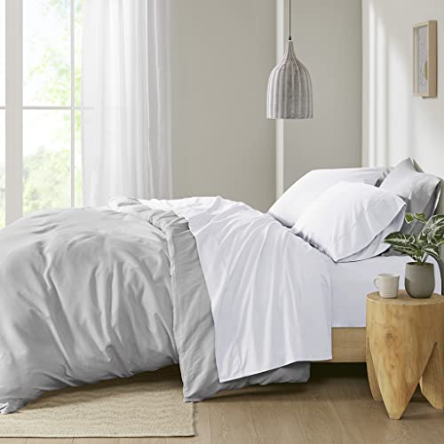 Madison Park Peached 100% Percale Cotton Breathable Absorbent Ultra Soft Luxury Premium Hotel Bed Sheet Set Bedding, Full Size, White, 4 Piece