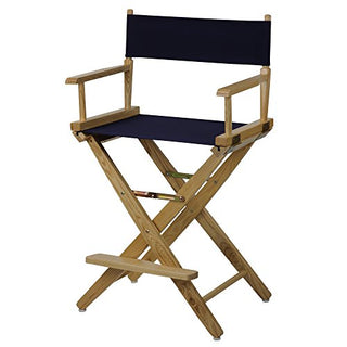 American Trails Extra-Wide Premium 24" Director's Chair Natural Frame with Navy Canvas, Counter Height