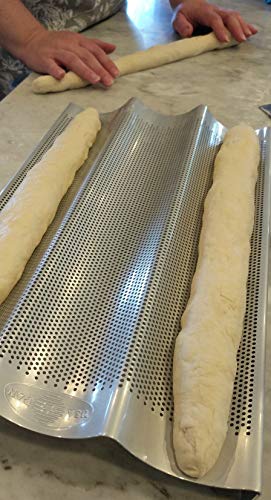 USA Pan Bakeware Aluminized Steel Perforated French Baguette Bread Pan, 3-Loaf