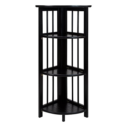 Casual Home 4 tier Corner Folding Bookcase, Black