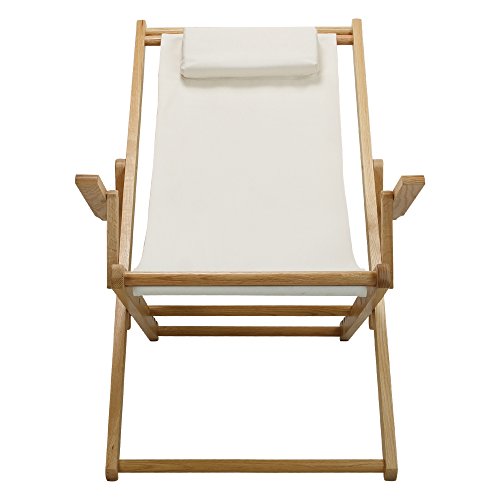 Casual Home Adjustable Sling Chair Natural Frame, Natural Canvas 26.5D x 42W x 33H in