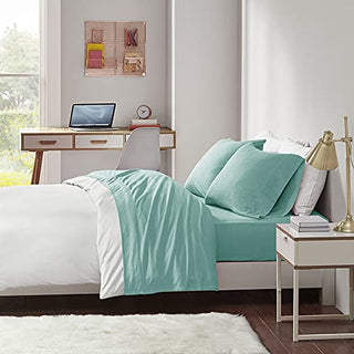 Intelligent Design Cotton Blend Jersey Knit Bed Sheet Set Wrinkle Resistant