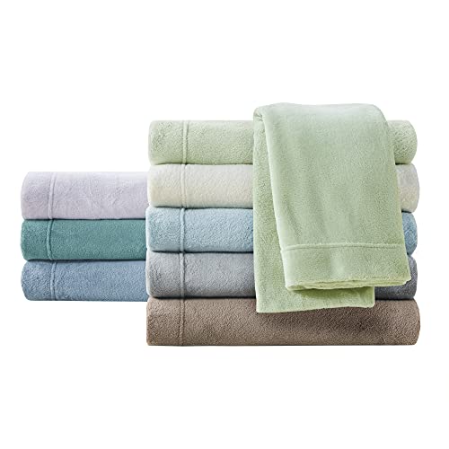 Sleep Philosophy True North Soloft Plush Bed Sheet Set, Wrinkle Resistant, Warm, Soft Fleece Sheets with 14" Deep Pocket Cold Season Cozy Bedding-Set, Matching Pillow Case, Twin, Grey, 4 Piece