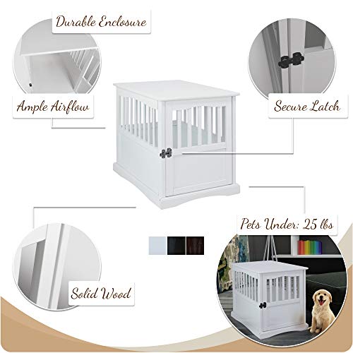 Casual Home Wooden Medium Pet Crate, End Table, Black