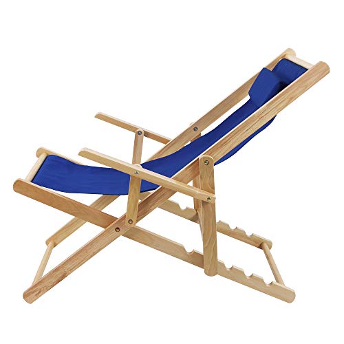 Casual Home Adjustable Sling Chair Natural Frame, Royal Blue Canvas