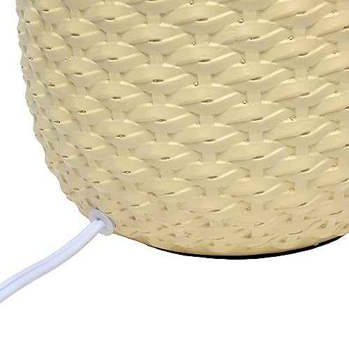 Simple Designs LT1135-YLW 20.4" Tall Traditional Ceramic Purled Texture Bedside Table Desk Lamp w White Fabric Drum Shade for Home Decor, Bedroom, Living Room, Entryway, Office, Yellow