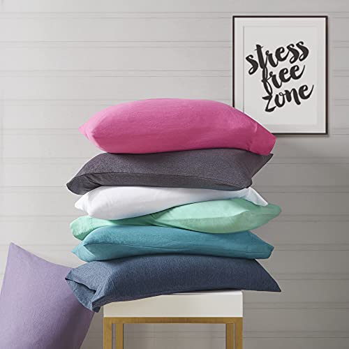 Cotton Blend Jersey Knit King Bed Sheets , Coastal Cotton Bed Sheet , Dark Grey Bed Sheet Set 4-Piece Include Flat Sheet , Fitted Sheet & 2 Pillowcases