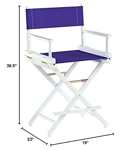 Casual Home 220-01/021-41 Temporary Seating Director Chair 24" - Counter Height WhiteFrame/Purple Canvas