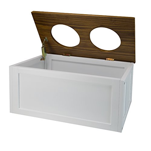 Casual Home 603-15 Wooden Storage Stand Pet Feeder, Two-Tone (Warm Brown, White), One Size
