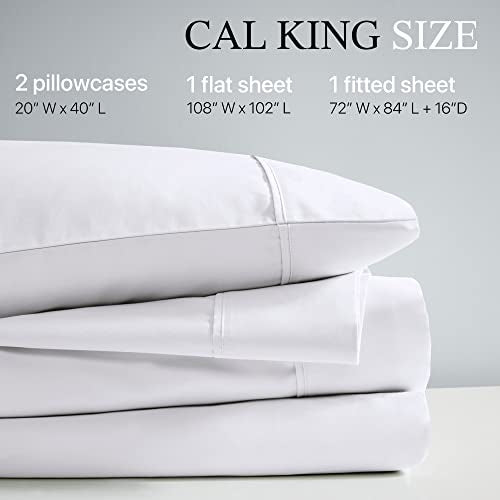Beautyrest 1000 Thread Count, Solid Color Sheet Set, Elastic Deep Pocket, All Season, Breathable, HeiQ Smart Temperature, Soft Cotton Blend Bedding, Matching Pillowcase, Cal King White 4 Piece