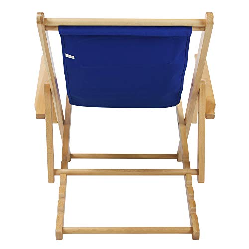 Casual Home Adjustable Sling Chair Natural Frame, Royal Blue Canvas