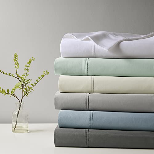 Beautyrest 1000 Thread Count, Solid Color Sheet Set, Elastic Deep Pocket, All Season, Breathable, HeiQ Smart Temperature, Soft Cotton Blend Bedding, Matching Pillowcase, Full Grey 4 Piece