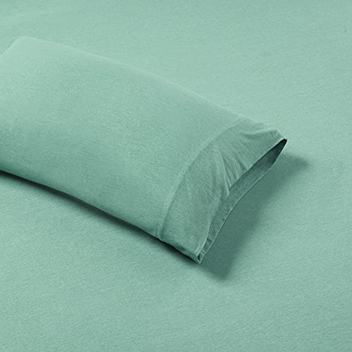 Intelligent Design ID20-695Cotton Blend Jersey Knit Wrinkle Resistant, Soft Sheets with 14" Deep Pocket All Season, Cozy Bedding-Set, Matching Pillow Case, Twin, 3 Piece , Aqua