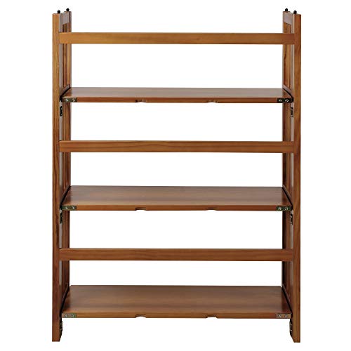 Casual Home 3-Shelf Stackable 27.5" Wide-Chestnut fold Bookcase