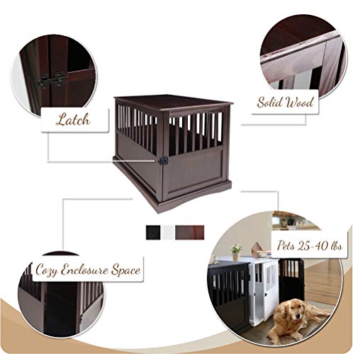 Casual Home Wooden Large Pet Crate, End Table, Walnut