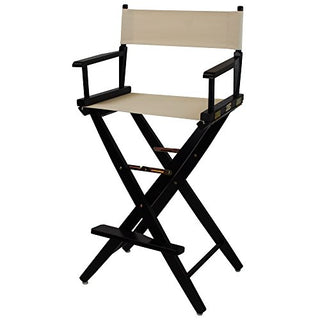 American Trails Extra-Wide Premium 30" Director's Chair Black Frame with Natural Canvas, Bar Height