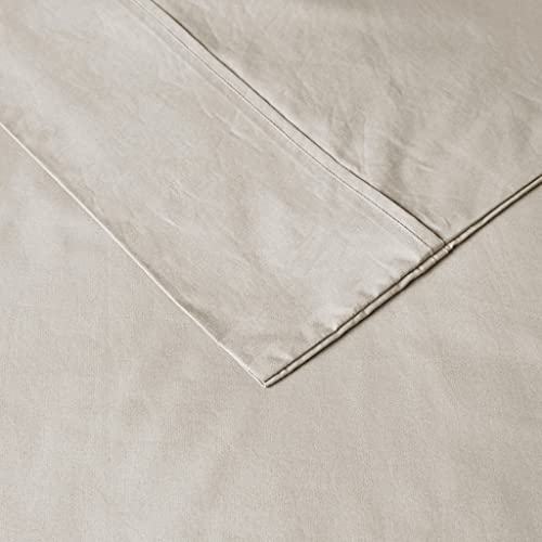 Madison Park 100% Cotton Percale Brushed Highly Breathable Moisture Absorbing Hypoallergenic 3 Piece Sheet Set, Twin Size, Ivory