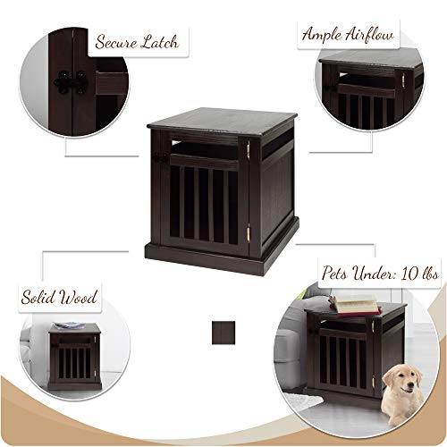 Casual Home Wooden Small Pet Crate, End Table, Espresso,19.5"W x 22.5"D x 22.5"H