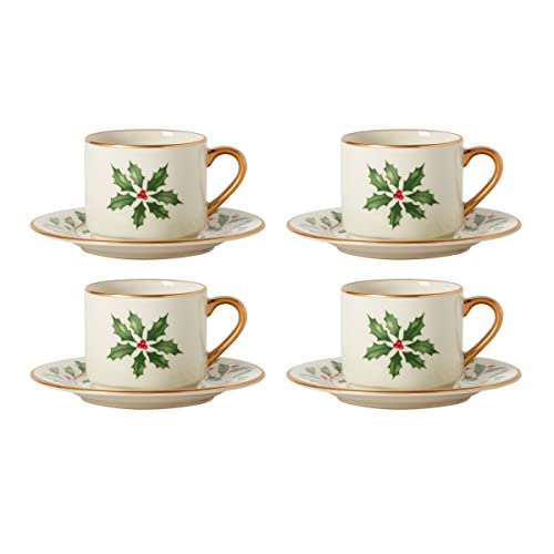 Lenox Holiday Espresso Cup & Saucer, S/4, 2.45, White