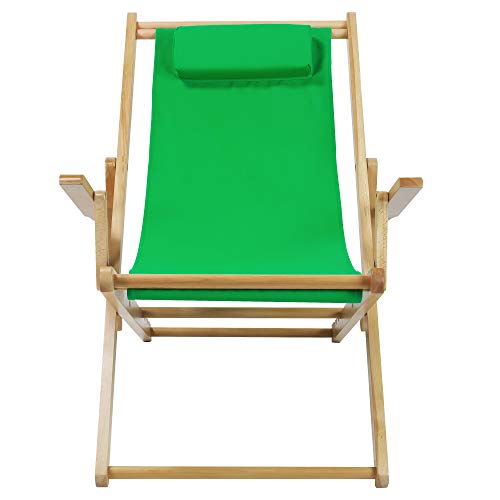Casual Home Adjustable Canvas Sling Chair, Natural Frame/Green Canvs