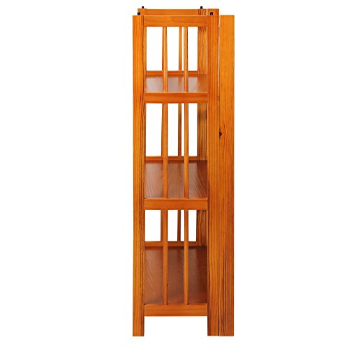 Casual Home 3-Shelf Folding Stackable Bookcase (27.5" Wide)-Honey Oak