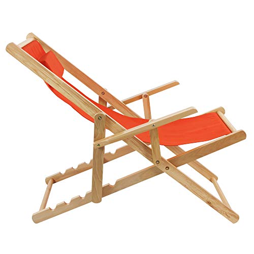 Casual Home Adjustable Sling Chair Natural Frame, Orange Canvas