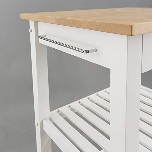 Casual Home Sunrise (Small) with Solid Harvest Hardwood Top Kitchen Island, 22.75"W, Natural&White