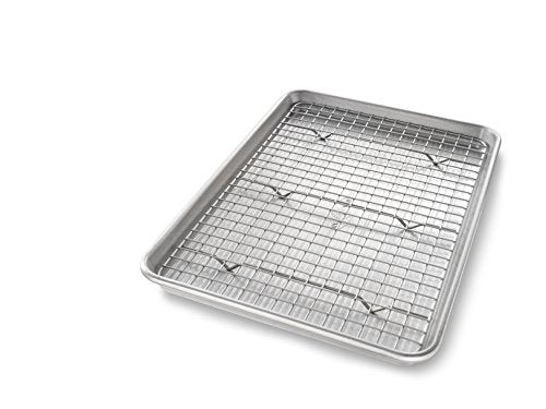 USA Pan Jelly Roll Baking Pan and Bakeable Cooling Rack, Nonstick Commercial Quality