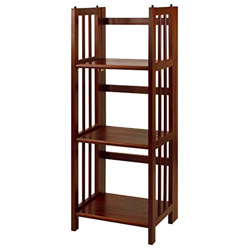 Casual Home 3-Shelf Folding Bookcase (14" Wide)-Walnut