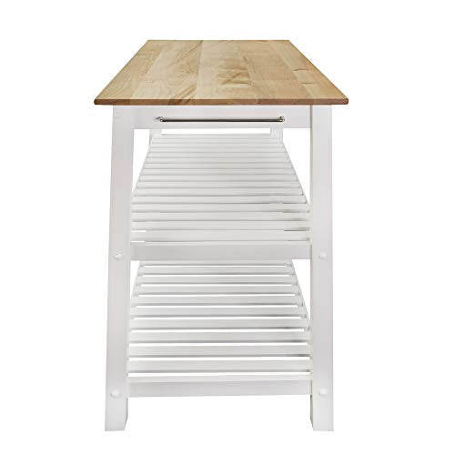 Casual Home Solid Hardwood Top, Natural/White, 40" W (373-91) Kitchen Island, Natural&White