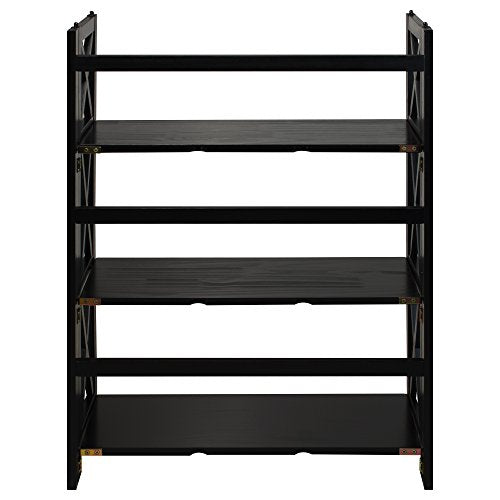 Casual Home Montego 3-Shelf Folding Bookcase, Black