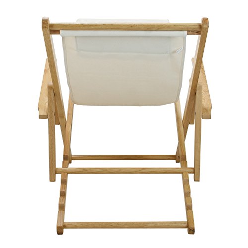 Casual Home Adjustable Sling Chair Natural Frame, Natural Canvas 26.5D x 42W x 33H in