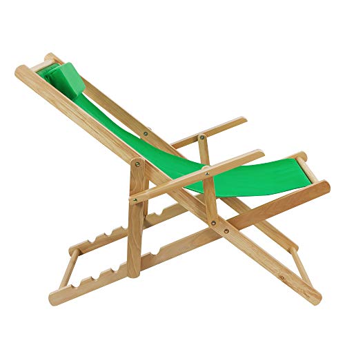 Casual Home Adjustable Canvas Sling Chair, Natural Frame/Green Canvs