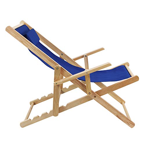 Casual Home Adjustable Sling Chair Natural Frame, Royal Blue Canvas