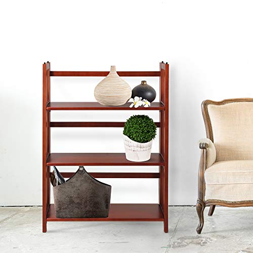 Casual Home 3-Shelf Folding Stackable Bookcase (27.5" Wide)-Mahagony