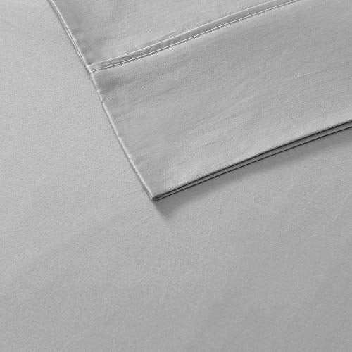 Madison Park 600 Thread Count California King Bed Sheets, Casual 100% Cotton Bed Sheet, Light Grey Bed Sheet Set 4-Piece Include Flat Sheet, Fitted Sheet & 2 Pillowcases