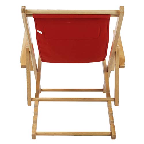 Casual Home Adjustable Sling Chair Natural Frame, Red Canvas
