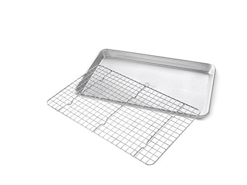 USA Pan Jelly Roll Baking Pan and Bakeable Cooling Rack, Nonstick Commercial Quality