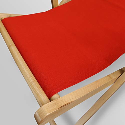 Casual Home Adjustable Sling Chair Natural Frame, Red Canvas