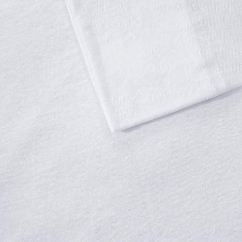 Intelligent Design Cotton Blend Jersey Knit Bed Sheet Set Wrinkle Resistant, Soft Sheets with 14" Deep Pocket, All Season, Cozy Bedding-Set, Matching Pillow Case, Twin, White 3 Piece