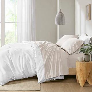 Madison Park 100% Cotton Percale Brushed Highly Breathable Moisture Absorbing Hypoallergenic 4 Piece