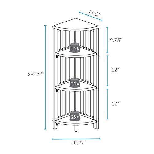 Casual Home 4 tier Corner Folding Bookcase, Black