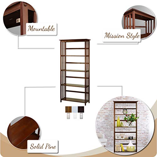 Casual Home Mission Style 5-Shelf Bookcase, Espresso