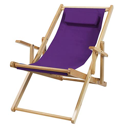 Casual Home Adjustable Sling Chair Natural Frame, Purple Canvas