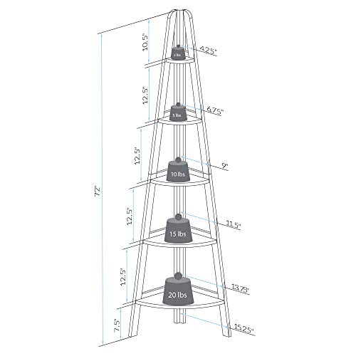 Casual Home 5-Shelf Corner Ladder Bookcase, Espresso