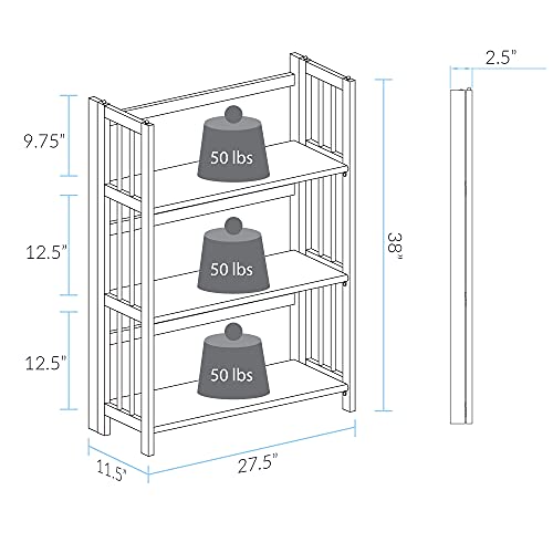 Casual Home 3-Shelf Stackable 27.5" Wide-Chestnut fold Bookcase